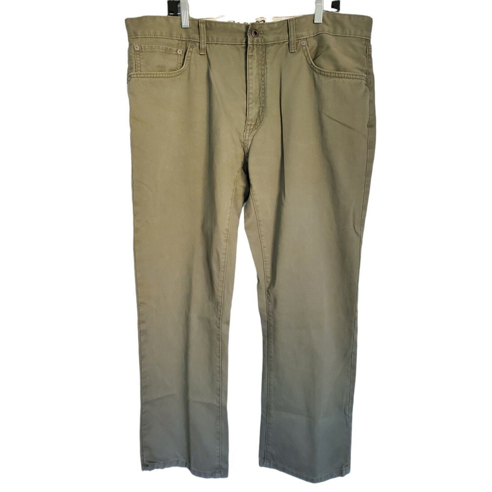Eddie Bauer Mens Legend Wash Classic Fit Straight Leg Army Green Pants 38x30